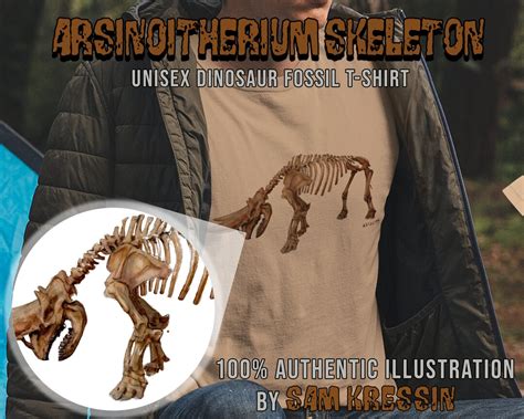 Arsinoitherium Skeleton Fossil Dinosaur Paleontology Unisex Shirt High Quality Dinosaur Artwork ...