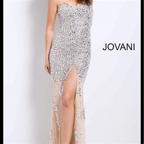 Jovani Nude And Silver Embellished Dress 4247 Gem