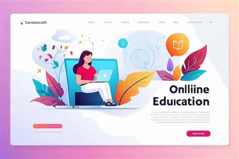 Premium Photo Web Page Design Template For Online Education Distance