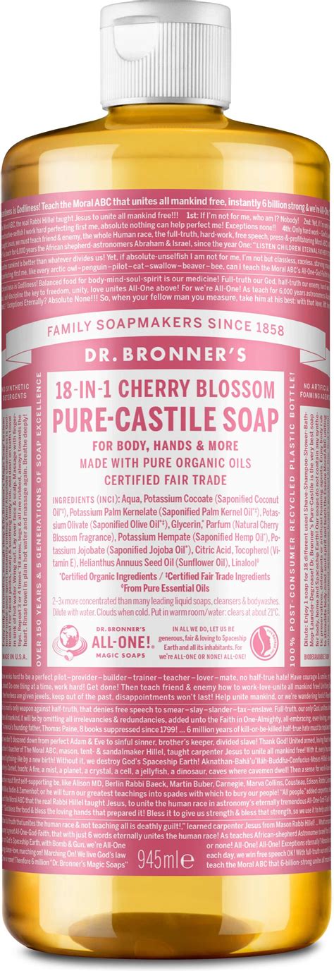 Dr Bronners Pure Castile Liquid Soap Cherry Blossom 945ml • Price