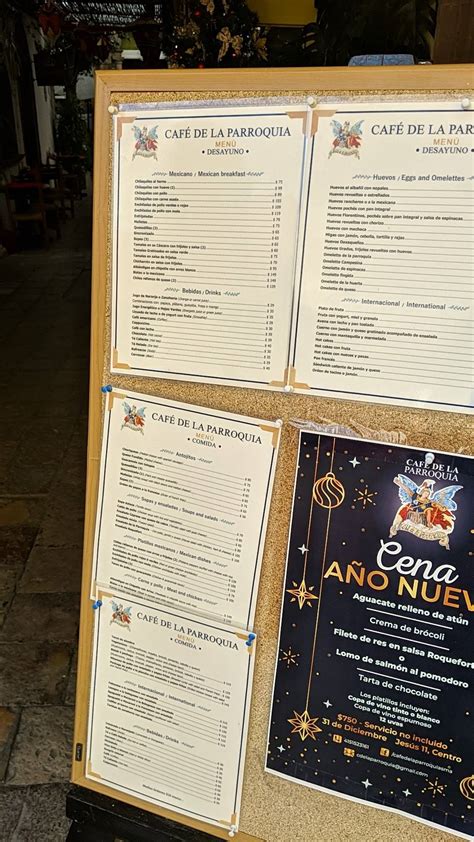 Menu At Caf De La Parroquia San Miguel De Allende Jes S