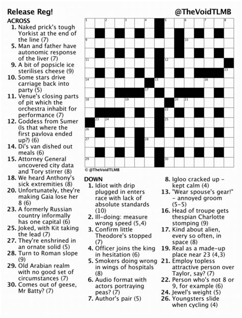 Release Reg! – Cryptic crossword puzzle | TLMB