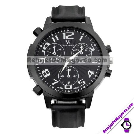 Reloj extensible piel sintética negro números grandes blancos caballero