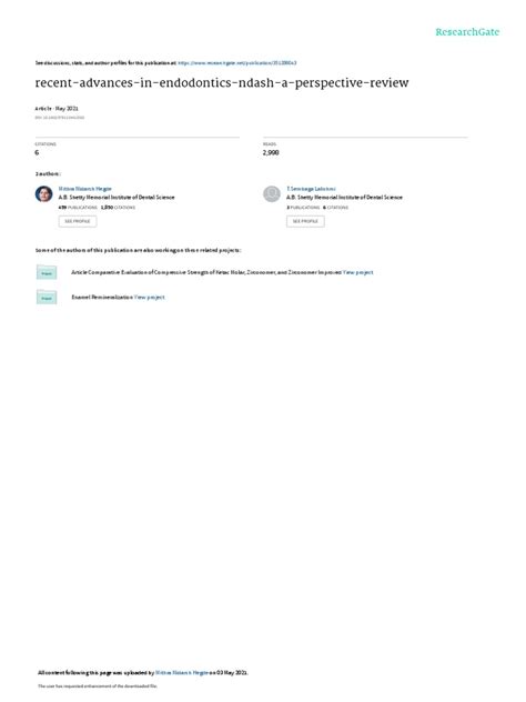 Recent Advances in Endodontics Ndash A Perspective Review | PDF | Laser ...