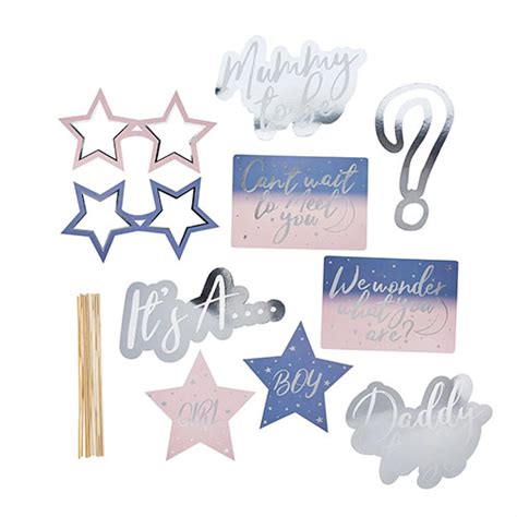 Gender Reveal Photo Booth Props Pack Of 10 Partyrama