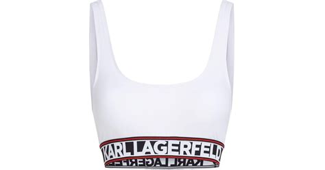 Karl Lagerfeld Logo Underband Bikini Top In White Lyst