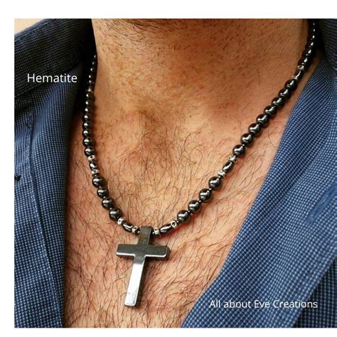 Mens Cross Necklace Mens Beaded Cross Necklace Mens Necklace Mens