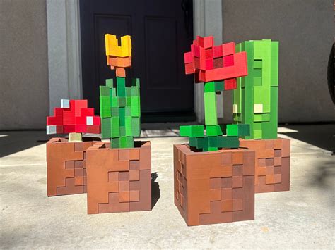 Minecraft Flower Pots Real Life Custom D Printed Pixel Art Etsy