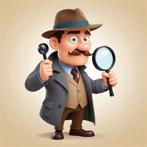 Detective De Dibujos Animados Con Lupa Imagen Premium Generada Con Ia