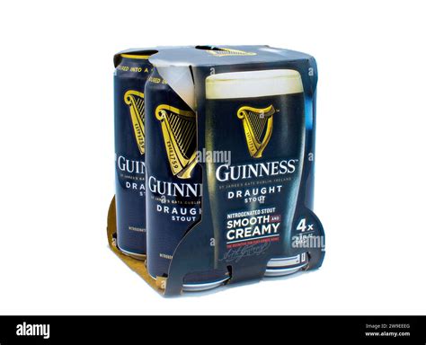 12 22 2023 Ocala Florida Guinness Draught Stout Beer In Four Pack Can With Gold Color Harp Logo