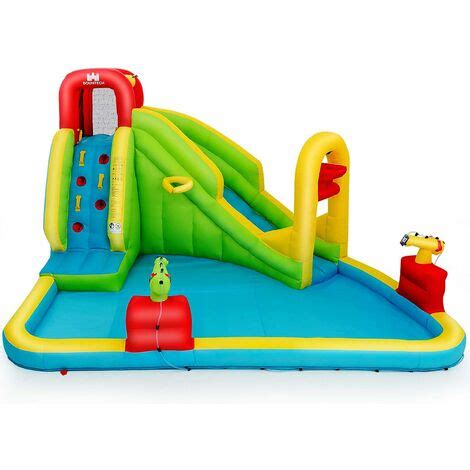 GOPLUS Château Gonflable Aire de Jeux Aquatique avec Toboggan Gonflable