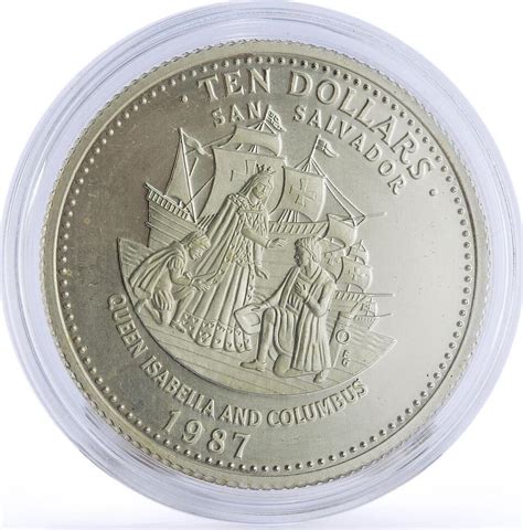 Bahamas Dollars Columbus Queen Isabella San Salvador Ship Silver