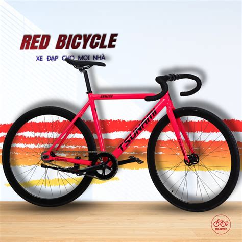 Xe Đạp Fixed Gear Tsunami SNM100 Màu Hồng Neol Xe Đạp Tay Cong Nhẹ