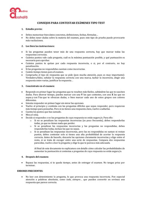 Consejos Para Responder Un Examen Tipo Test Consejos Para Contestar