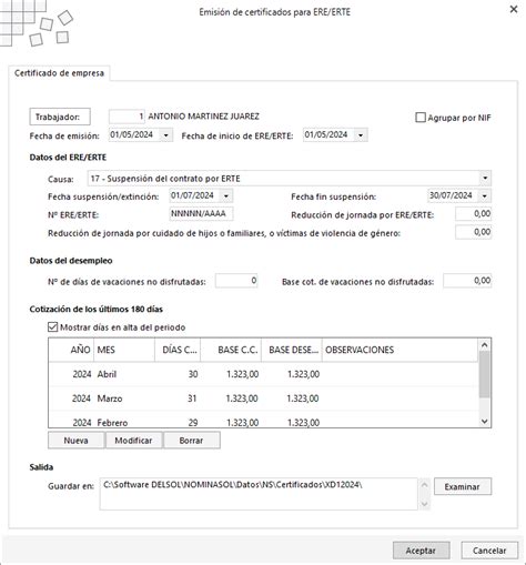 N755 Cómo generar un certificado de empresa por ERTE