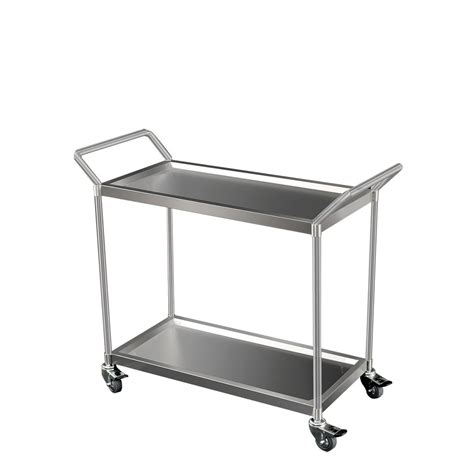 Heavy Duty Stainless Steel 2 Tier Catering Trolley 870 X 420mm