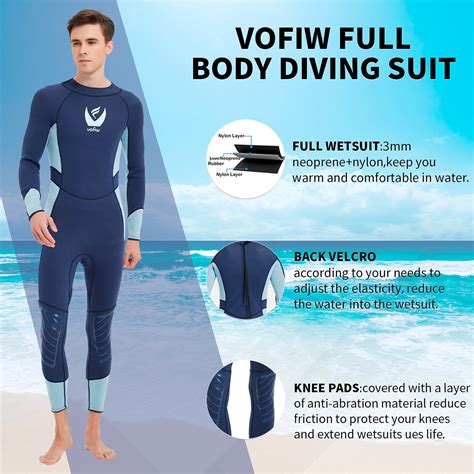 Vofiw Premium Men S Wetsuits 3mm Full Body Diving Snorkeling Surfing