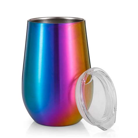 Colourful Wine Cups With Lids Stainless Steel 12oz - Everich