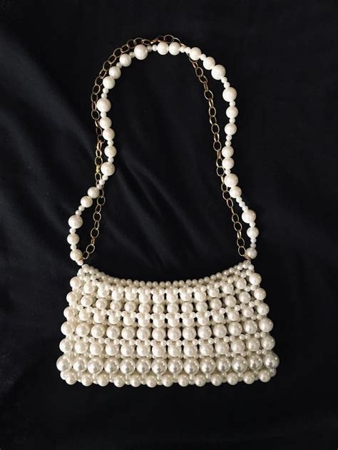 Pearl Bead Bag Pearl Purse Pearl Bag White Evening Bag Bridal Bead