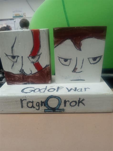 this wooden kratos and Loki I made : r/playstation