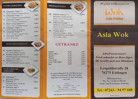 Speisekarte Von Asia Wok Restaurant Ettlingen Leopoldstra E A