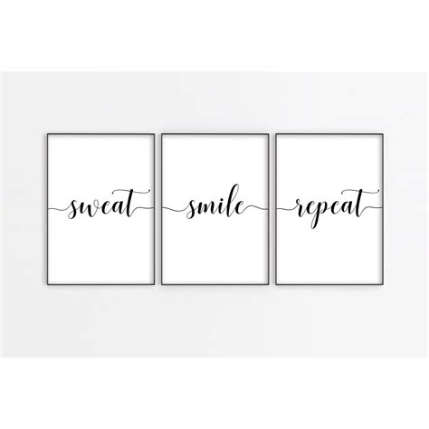 Gym Wall Art Sweat Smile Repeat Home Gym Decor Home Gym Etsy