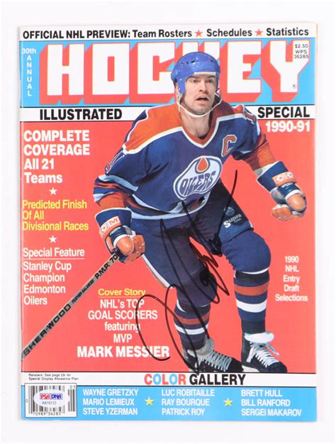 Mark Messier Signed 1990 Hockey Illustrated Magazine Psa Pristine