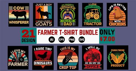 Farmer T Shirt Design Vector Bundle Bundle · Creative Fabrica