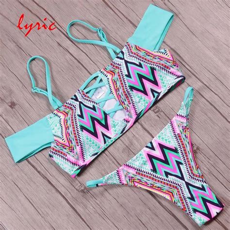 Lyric Bikini Women Swimsuit Female Bottom Striped Print Swimwear