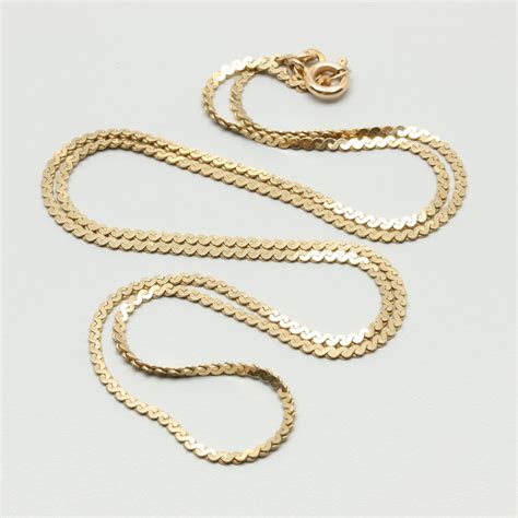 14K Yellow Gold Serpentine Chain Necklace | EBTH