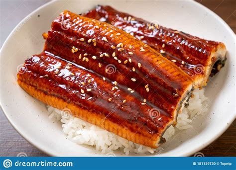 Japanese Eel Grilled With Rice Bowl Or Unagi Don Stock Photo Image Of