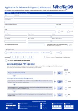 Fillable Online Retirement Withdrawal Form Whai Rawa Fax Email Print