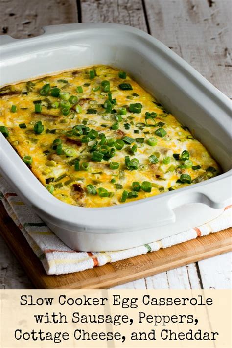 Slow Cooker Egg Casserole with Sausage, Peppers, Cottage Cheese, and ...