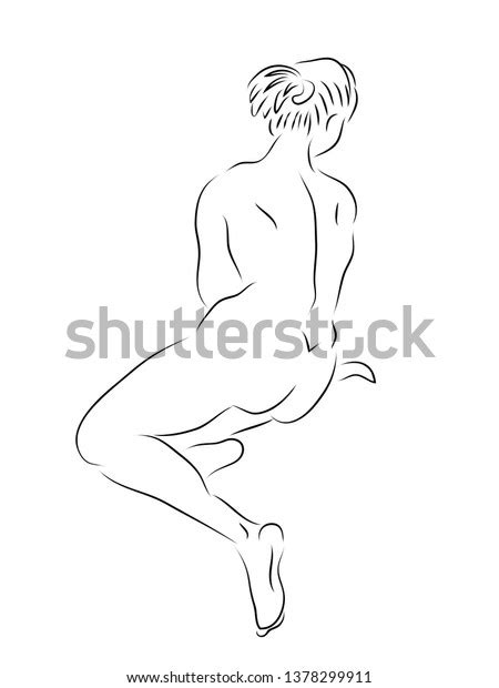 Nude Girl Sitting Silhouette Vector Sketch Stock Vector Royalty Free Shutterstock