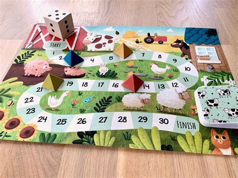 Board Game for Kids. Farm Animals. Who is Faster First Board Game for ...