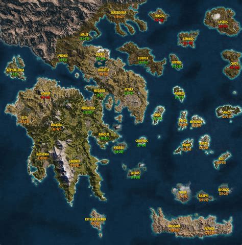 Mapa świata i wymagane poziomy w Assassin s Creed Odyssey Assassin s