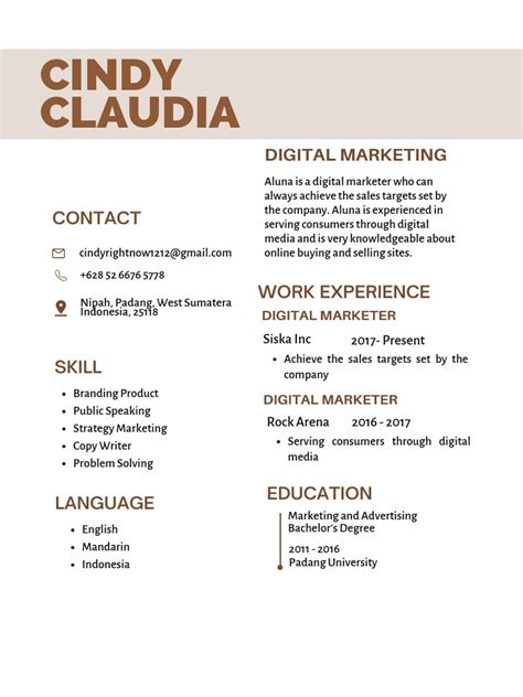 Cindy Claudia Resume Pdf