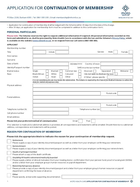 Fillable Online Application For Continuation Of Membership Fax Email