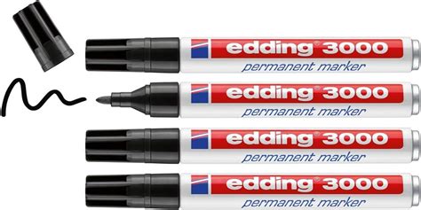 Edding 3000 Permanent Marker Zwart 4 Stiften Ronde Punt 1 5 3 Mm