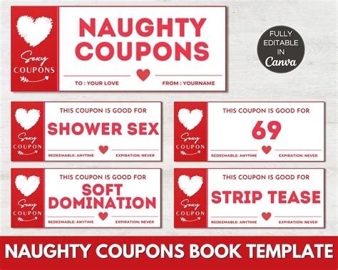 Naughty Coupons Template Printable Naughty Coupon Book Editable Sex