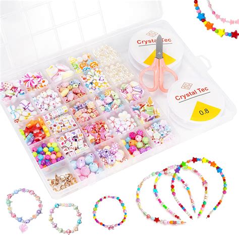 Carehabi Perle Pour Bracelet Enfant Fille Kit Perles Bijoux Coffret