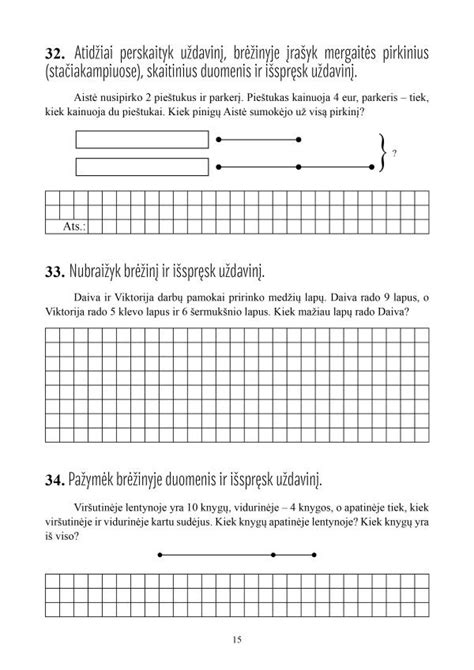 Matematika Tekstiniai uždaviniai 2 klasė I dalis Sudėtis ir atimtis