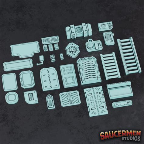 3D Printable Sci Fi Greebles STL Pack 3 By Saucermen Studios