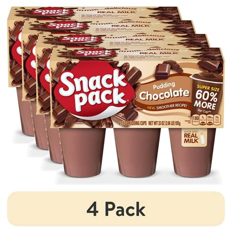 4 Pack Snack Pack Chocolate Flavored Pudding 6 Count Pudding Cups