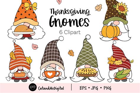 Thanksgiving Gnomes Clipart Graphic by CatAndMe · Creative Fabrica