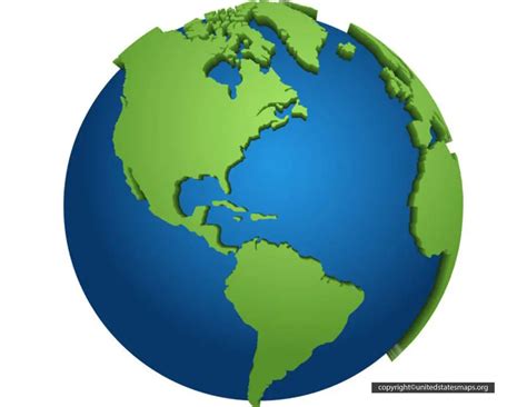 Earth Map 3D | 3D Map of the Earth [Printable PDF]