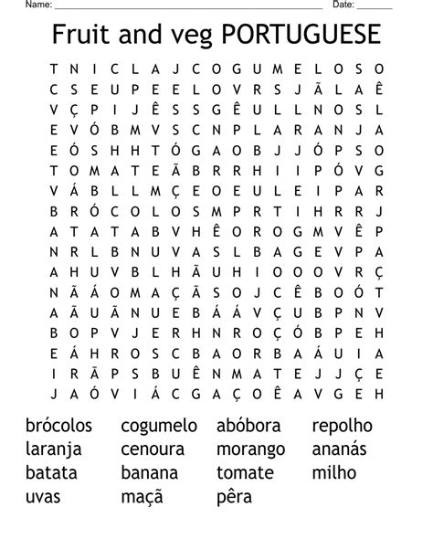 Portuguese Language Crosswords Word Searches Bingo Cards WordMint