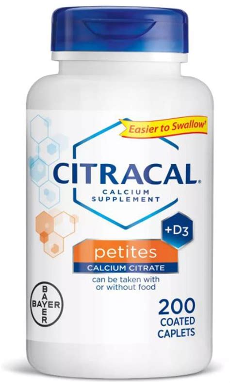 Citracal Petites Calcium Citrate Calcium Supplement + D3 -- 200 Caplets ...