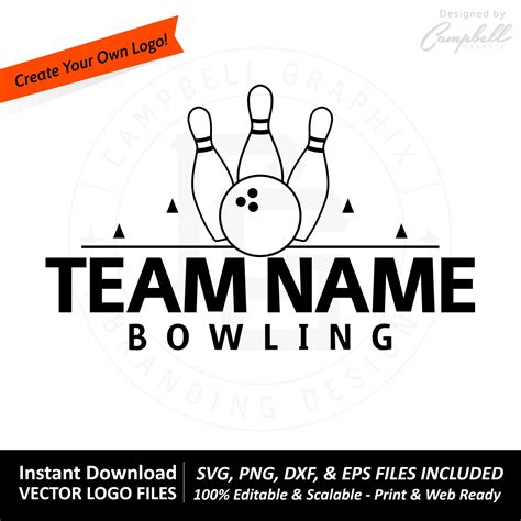 Bowling Svg Instant Download Team Logo Cyo Design Printable Svg Vector