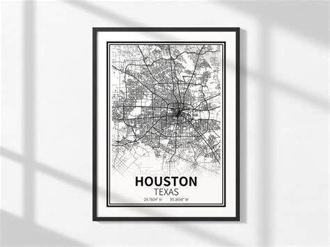 Houston Texas Map Print Houston Map Print Poster Canvas Map Of